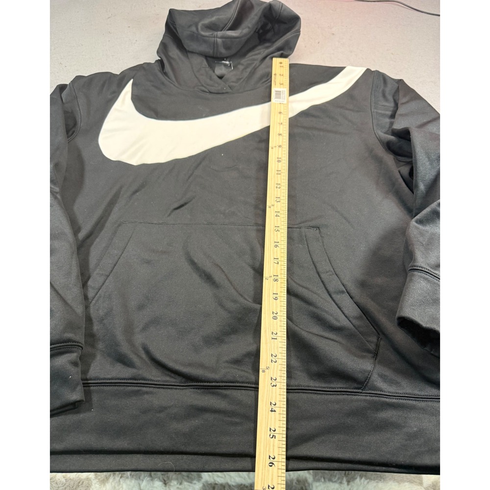 Nike Dri-FIT Mens Large Black Oversized Swoosh Graphic Hoodie Sweatshirt - Picture 4 of 7